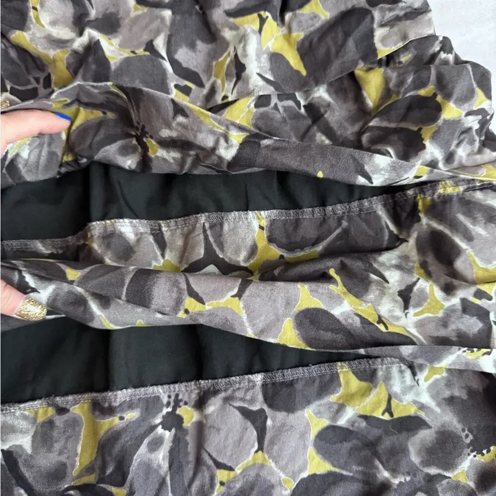 J. Crew Strapless Purple Yellow Tiered Cotton‎ 100% Floral Sz 8 Wedding